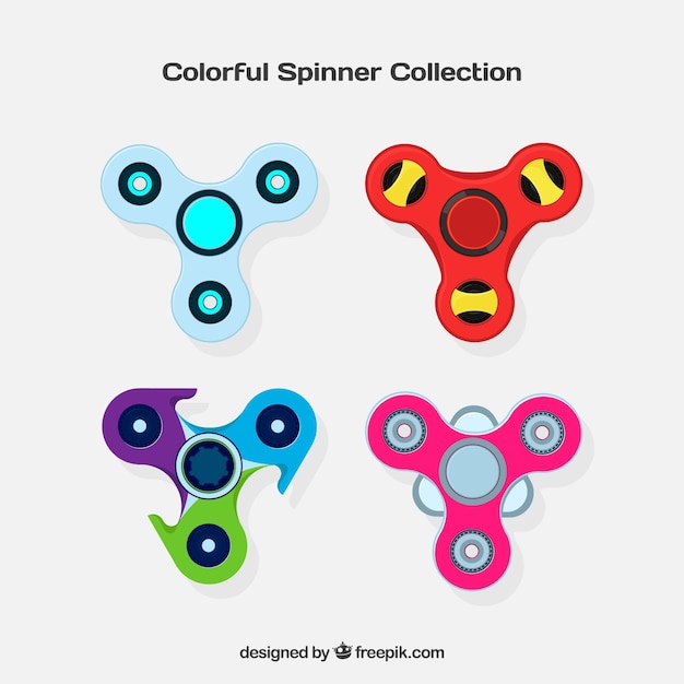 Pack of four colorful spinners