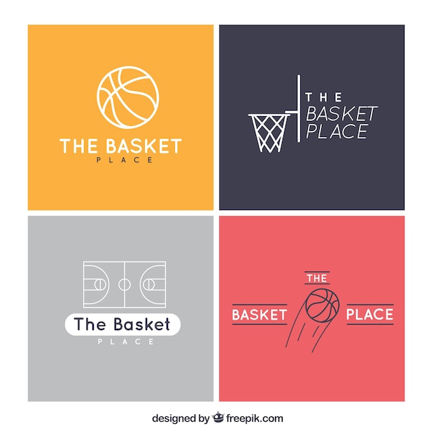 Pack of four flat basketball logos