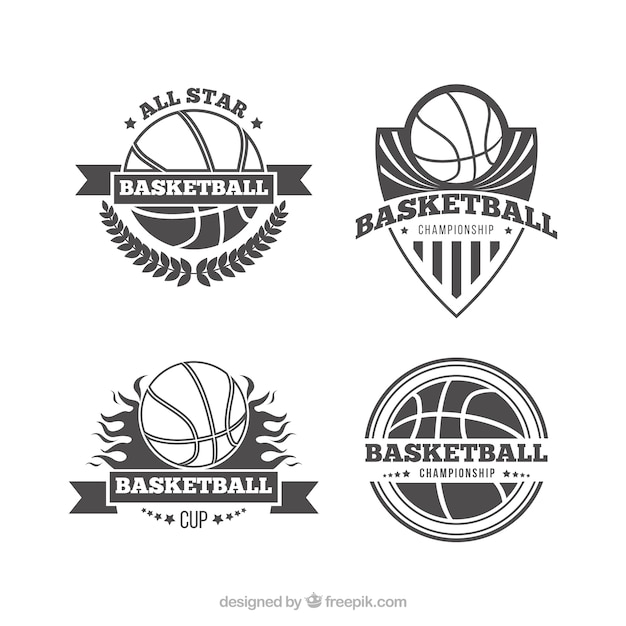 Pack of four retro basketball logos