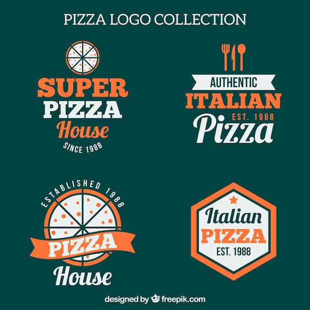 Pack of four vintage pizza logos