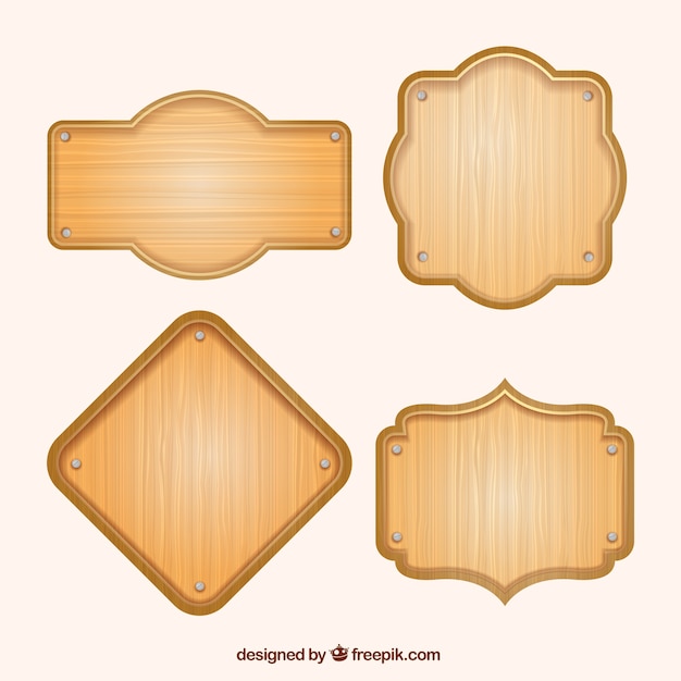 Pack of four wooden posters in flat design