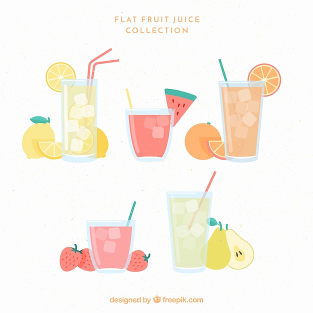 Pack of fruit juices in flat design