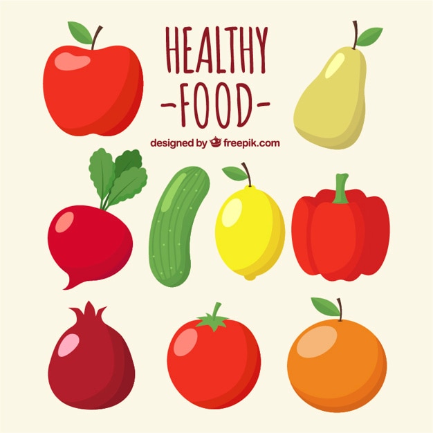 Pack of fruits and vegetables Vector | Free Download