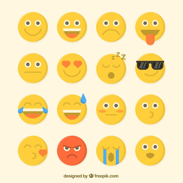 Download Pack of great flat emojis Vector | Free Download