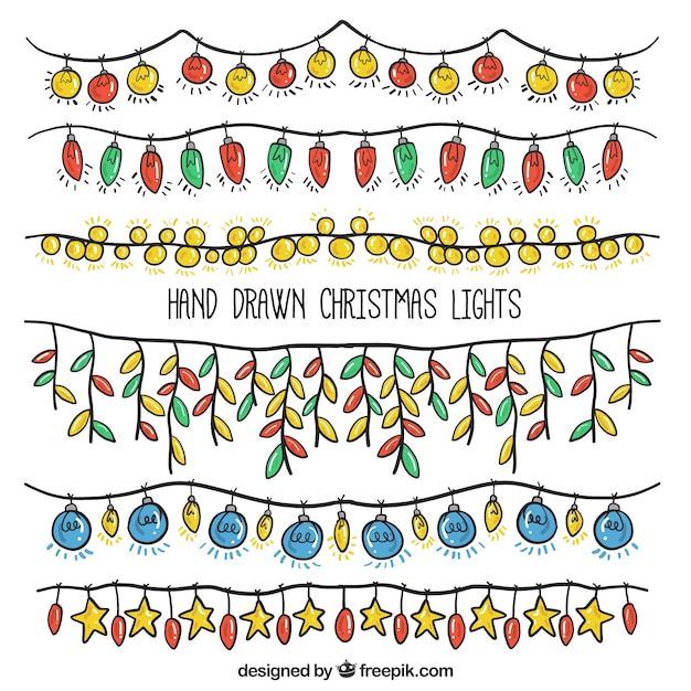 Pack of hand drawn christmas lights