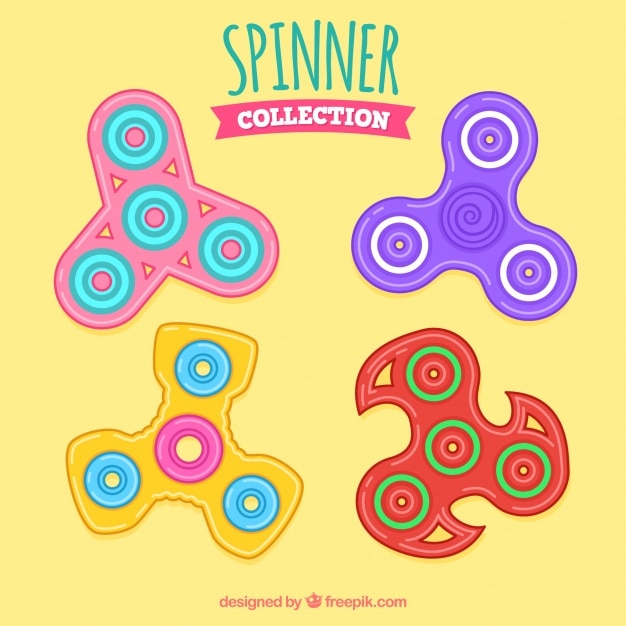 Pack of hand-drawn color spinnes