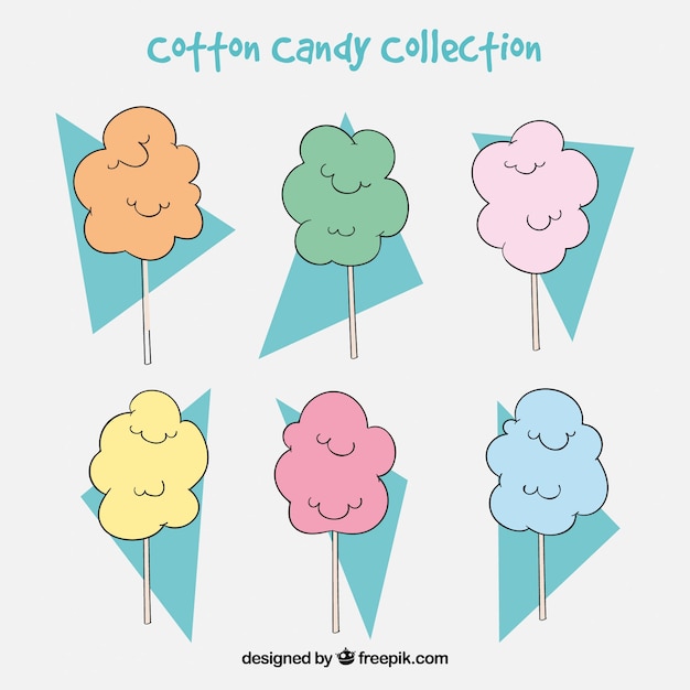 Pack of hand-drawn colored cotton candy