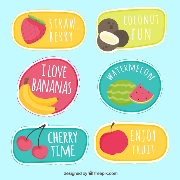 Pack of hand drawn fruit stickers