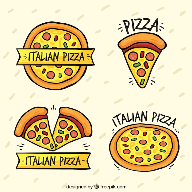 Pack of hand drawn pizza logos