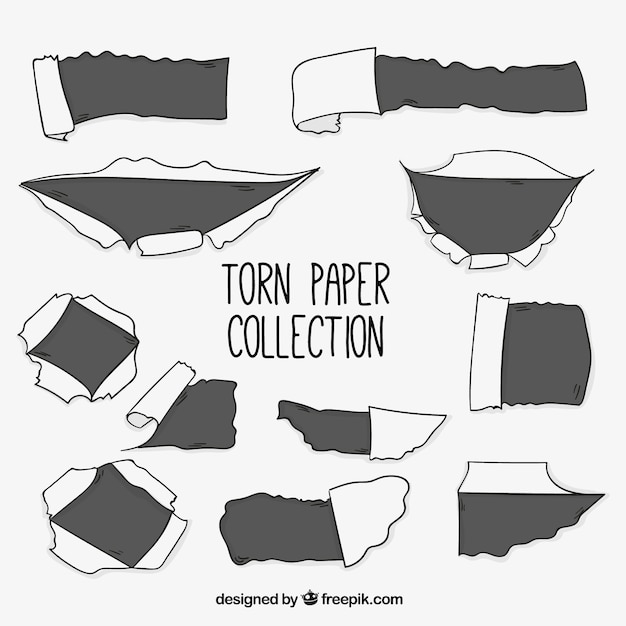 Pack of hand drawn ripped paper Vector Free Download