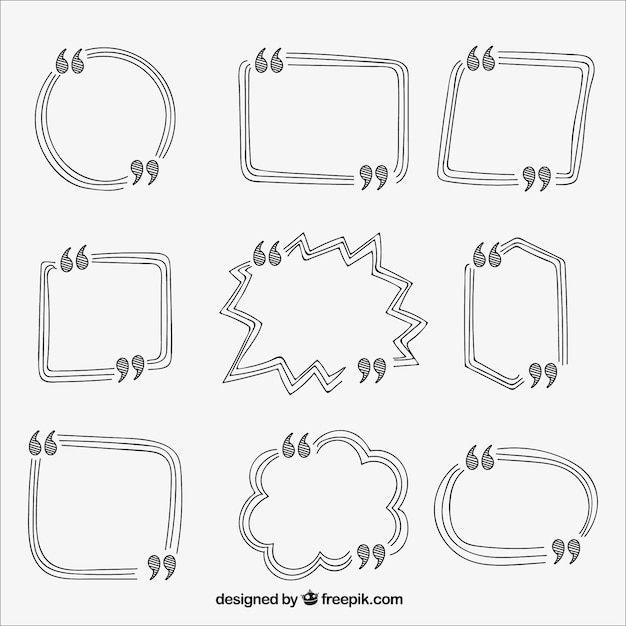 Download Pack of hand-drawn templates to write messages Vector ...