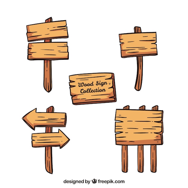 Pack of hand drawn wooden signs