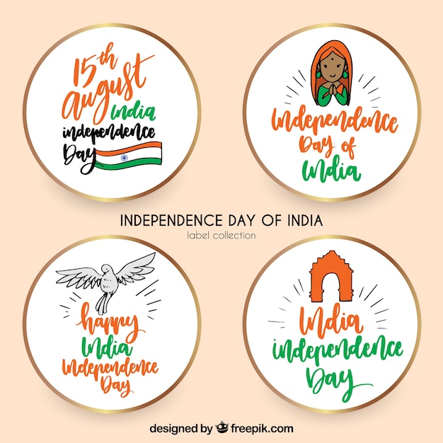 Pack of india independence day round stickers