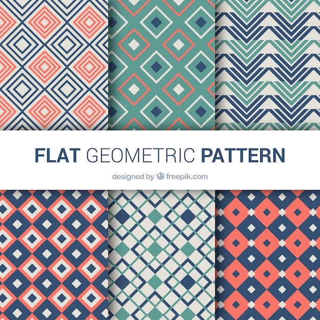 Pack of nice patterns of geometric shapes in vintage style Vector