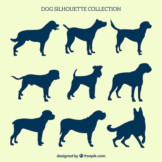 Pack of nine dog silhouettes