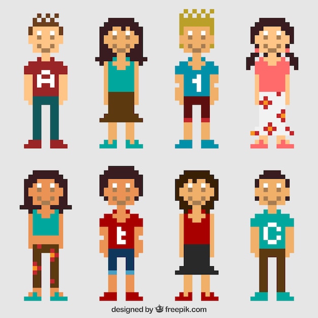 Pack of pixelated teenagers