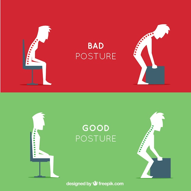 Pack Of Posture Correct And Incorrect Vector Free Download