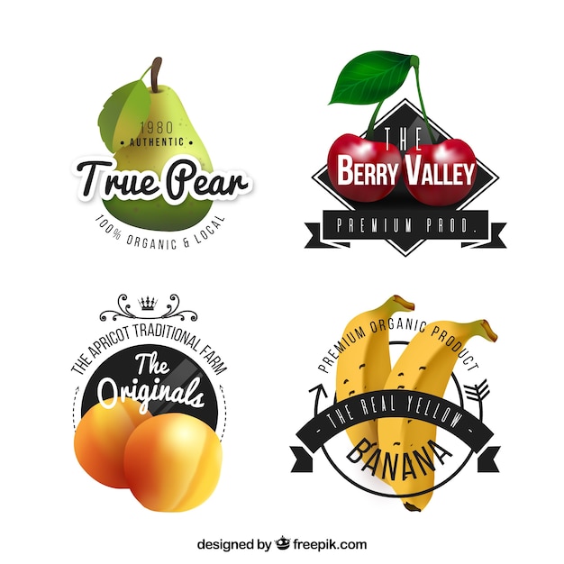 Pack of realistic fruit stickers