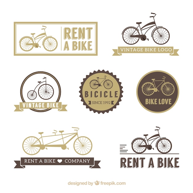Pack of retro bicycle logos