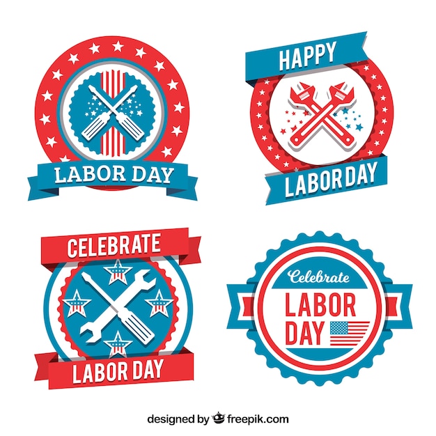 Pack of retro labor day logos