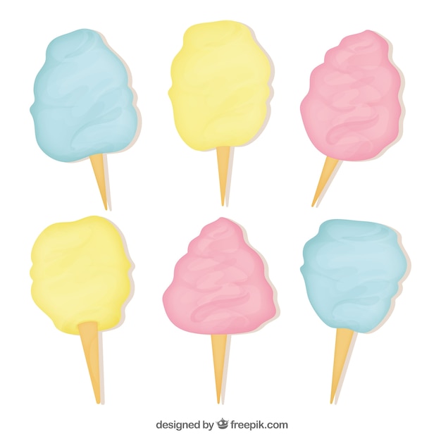 Pack of six colored cotton candy