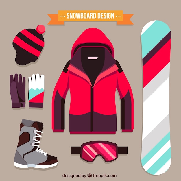 Pack of snowboard sporting elements
