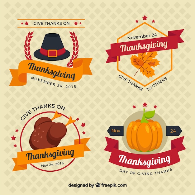 Pack of thanksgiving pretty badges