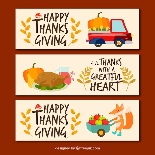 Pack of three vintage thanksgiving\
banners