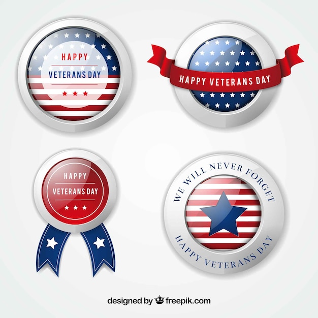 Pack of veterans day badges