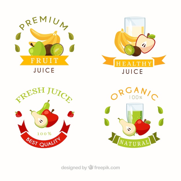 Pack of vintage fruit stickers Vector | Free Download