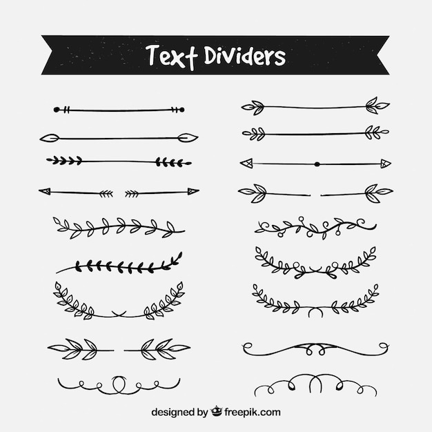 Download Pack of vintage hand drawn text dividers Vector | Free ...