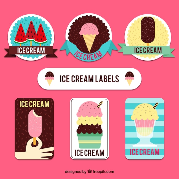 Pack of vintage ice cream stickers