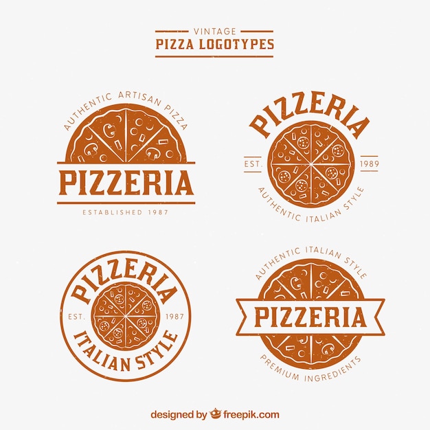Pack of vintage pizza logos