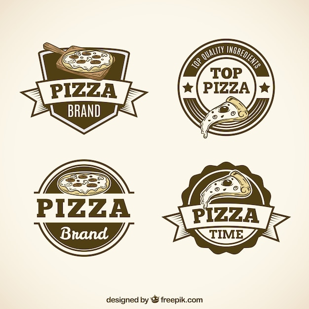 Pack of vintage pizza logos