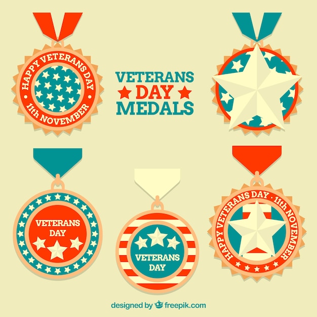 Pack of vintage veterans day medals