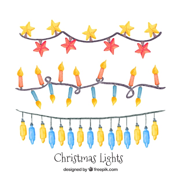 Pack of watercolor christmas lights