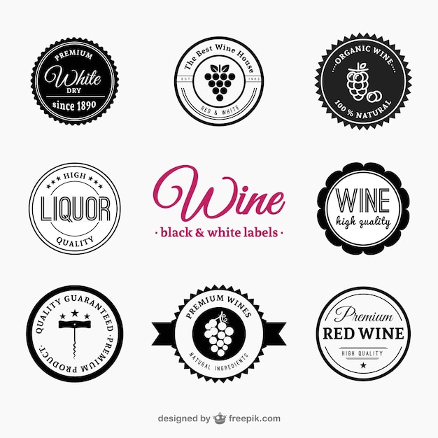 Pack of wine and liquor labels