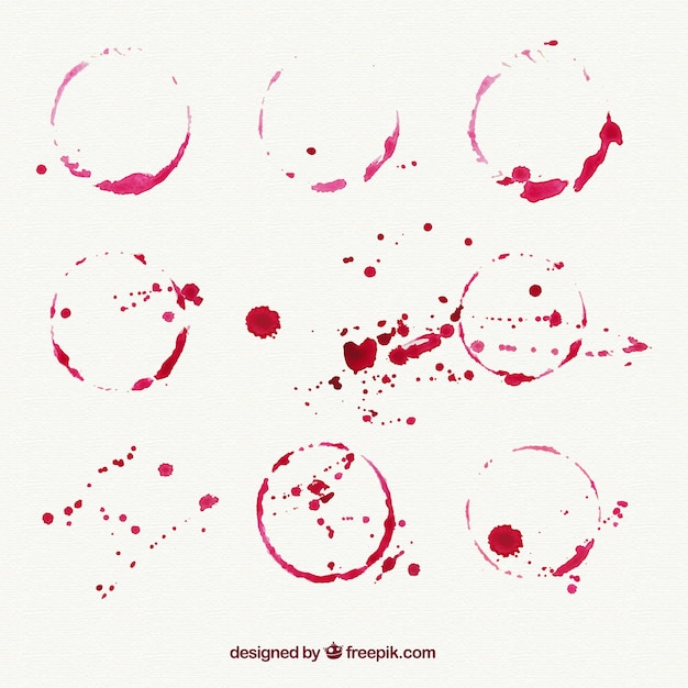 Pack of wine stains with drops