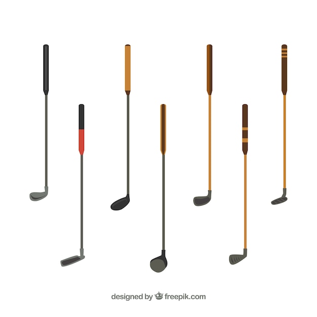 Pack of wooden golf clubs