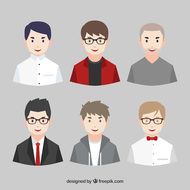 Pack of young men avatars