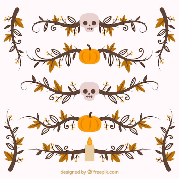 Download Free Vector | Pack of ornamental halloween borders