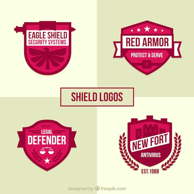 Download Premium Vector | Pack of pink shield logos