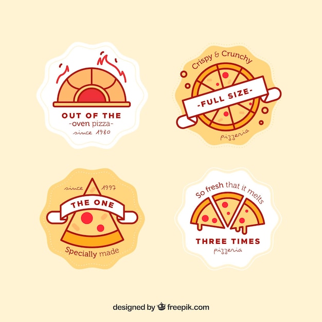 Download Pack of pizza logos en estilo lineal Vector | Free Download