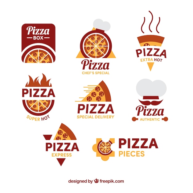 Download Free Vector | Pack of pizzeria logos