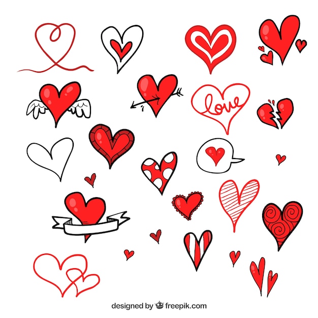 Free Vector | Pack of pretty hearts