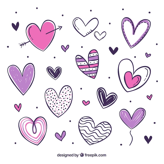 Free Vector | Pack of pretty hearts