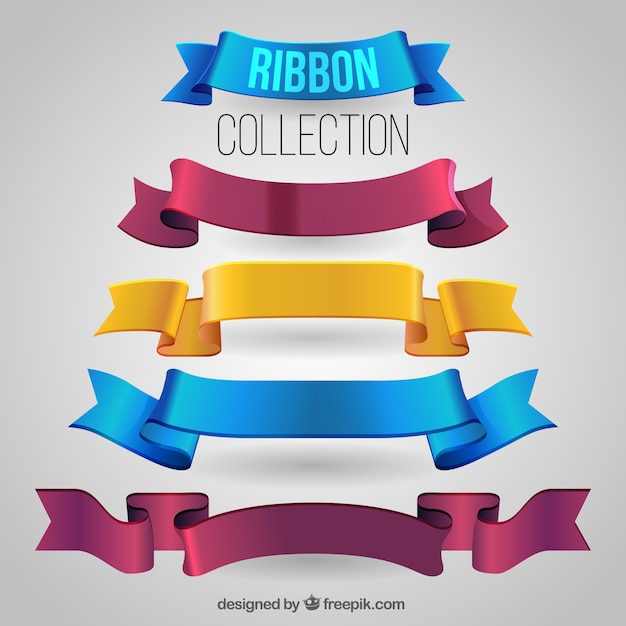 Download Pack of realistic ribbons Vector | Free Download