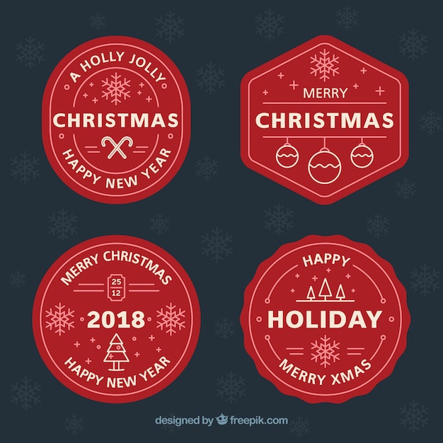 Free Vector | Pack of red christmas labels