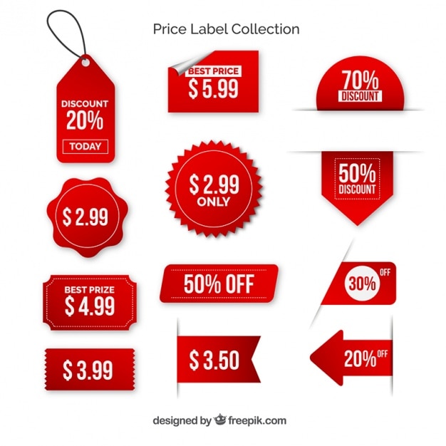 Premium Vector Pack Of Red Price Labels With With Letters