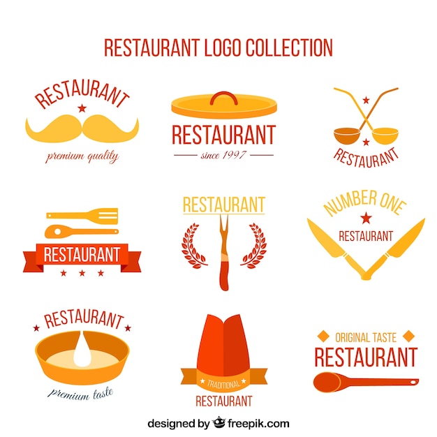Download Free Download This Free Vector Pack Of Restaurant Logos In Flat Design Use our free logo maker to create a logo and build your brand. Put your logo on business cards, promotional products, or your website for brand visibility.